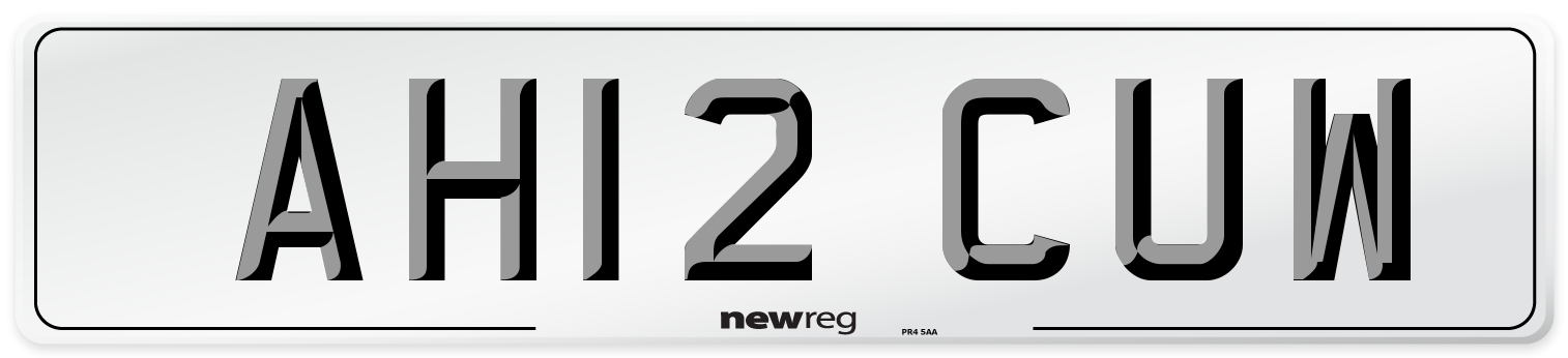 AH12 CUW Number Plate from New Reg